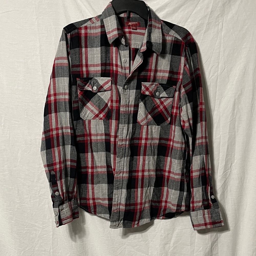 Arizona Jean Company Red and Black Plaid Shirt